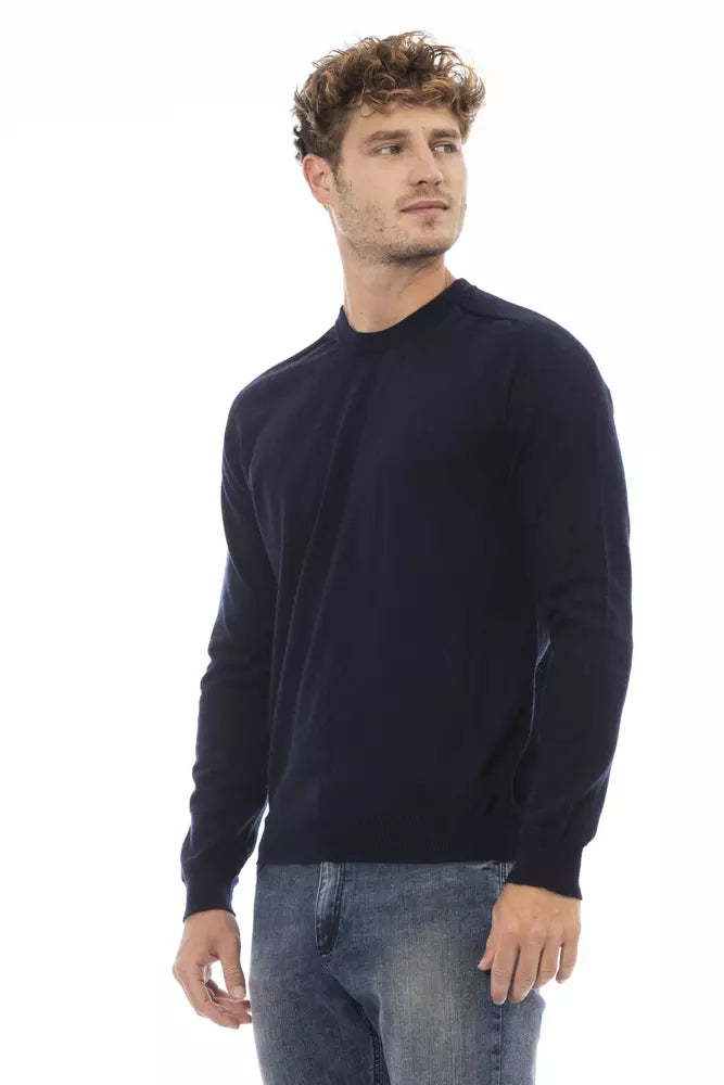 Alpha Studio Pull à col rond bleu élégant pour homme