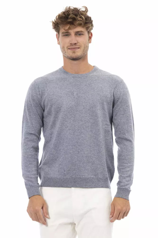 Alpha Studio élégant pull à col rond bleu clair