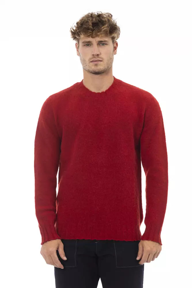 Alpha Studio élégant pull en laine à col rond en rouge vif