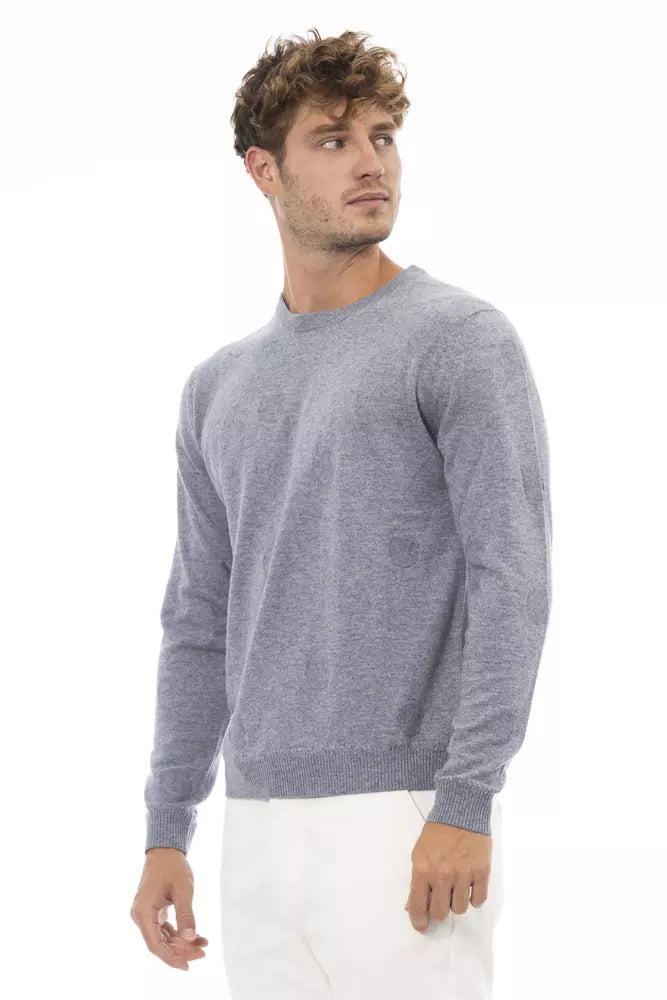 Alpha Studio élégant pull à col rond bleu clair