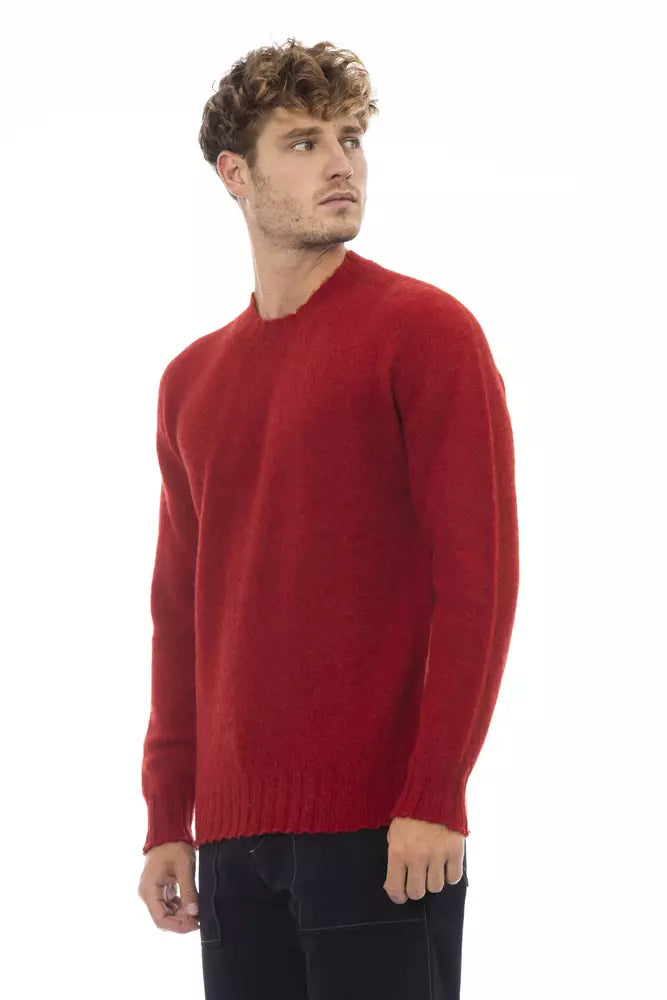 Alpha Studio élégant pull en laine à col rond en rouge vif