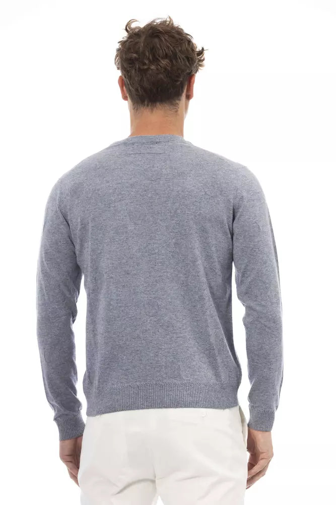 Alpha Studio élégant pull à col rond bleu clair