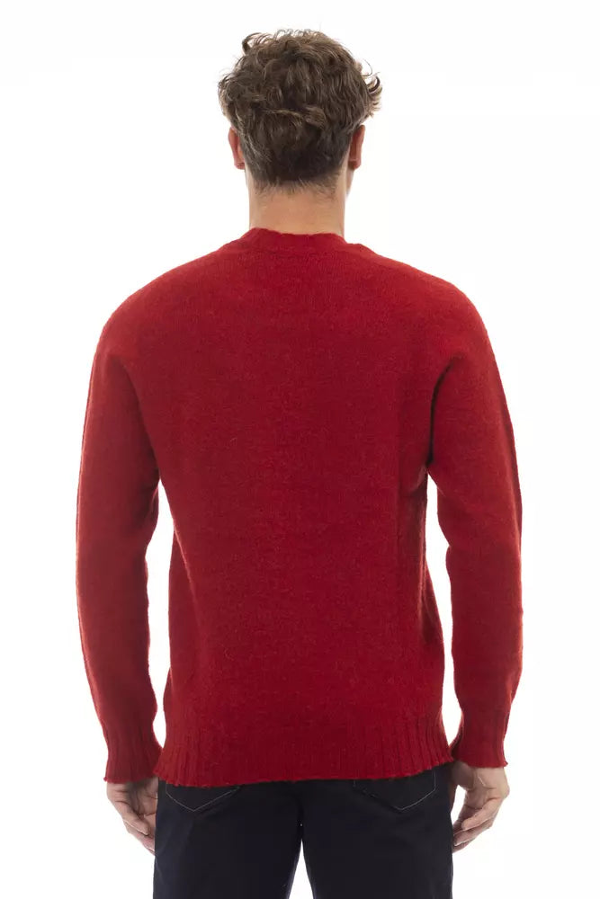 Alpha Studio élégant pull en laine à col rond en rouge vif