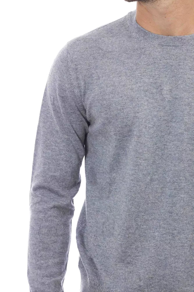 Alpha Studio élégant pull à col rond bleu clair