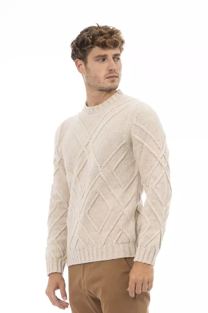 Alpha Studio - Pull ras du cou sophistiqué en ton beige