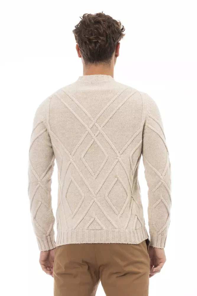 Alpha Studio - Pull ras du cou sophistiqué en ton beige