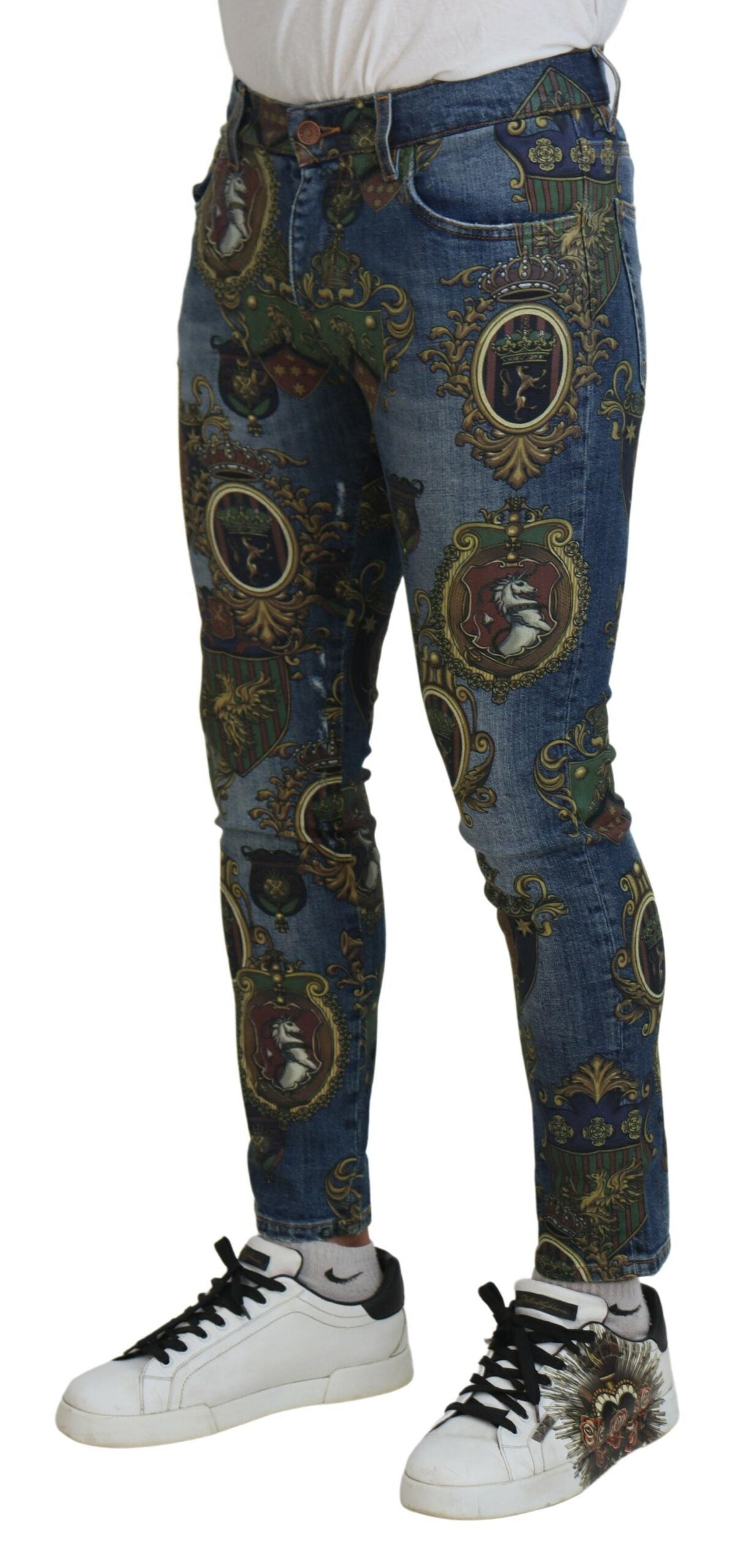 Dolce &amp; Gabbana Jean en denim imprimé coupe slim élégant