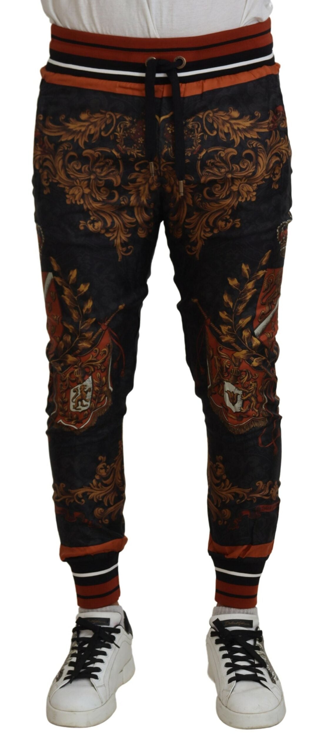 Dolce &amp; Gabbana Pantalon de survêtement en soie à couronne baroque