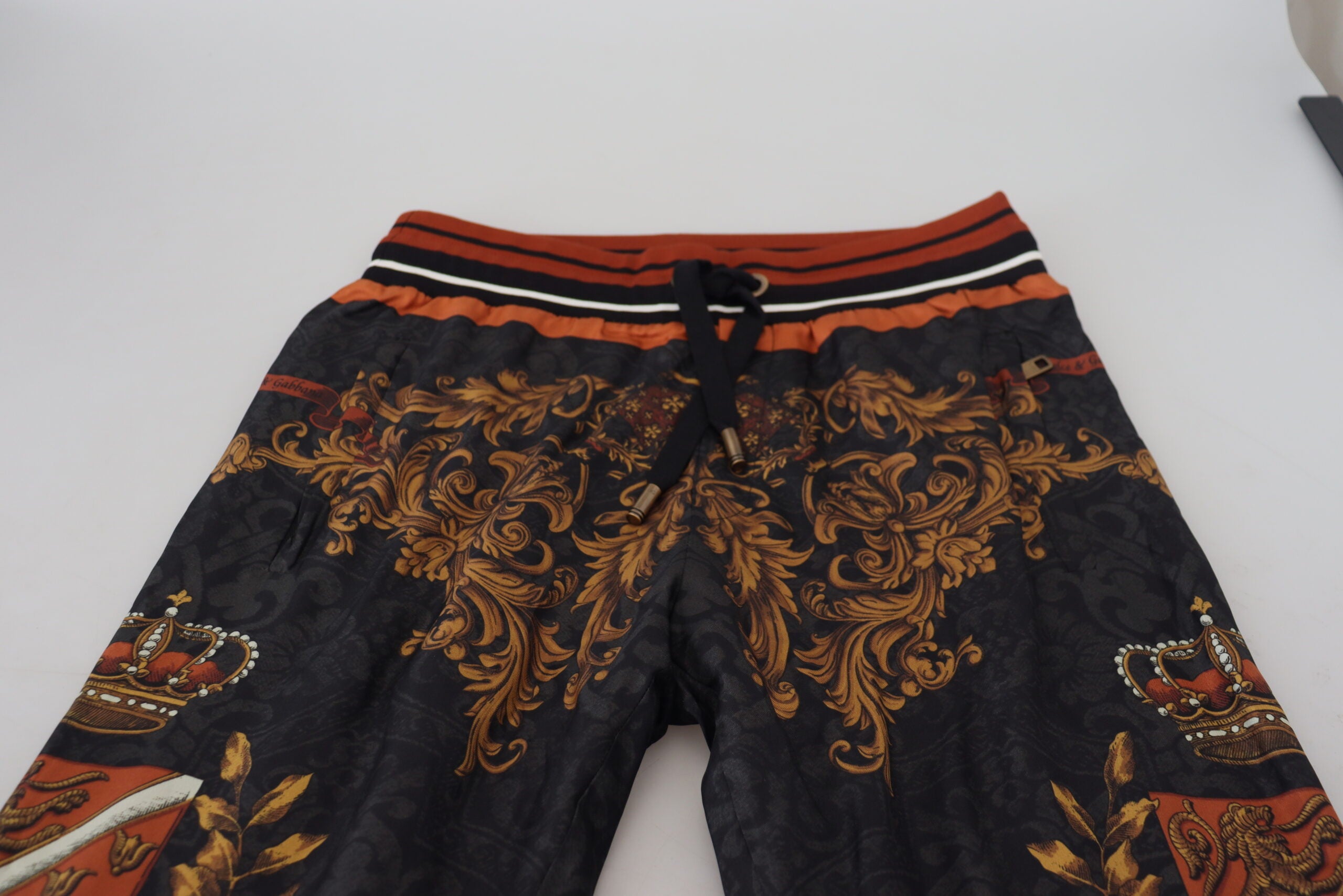 Dolce &amp; Gabbana Pantalon de survêtement en soie à couronne baroque