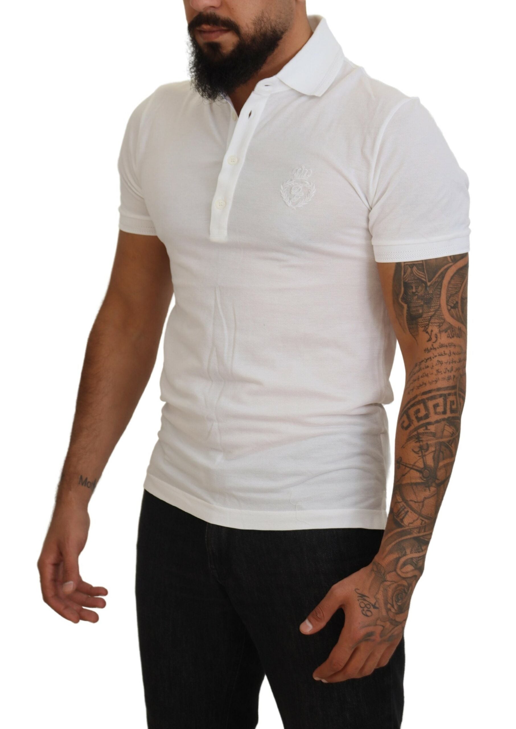 Dolce &amp; Gabbana Polo élégant en coton mélangé blanc