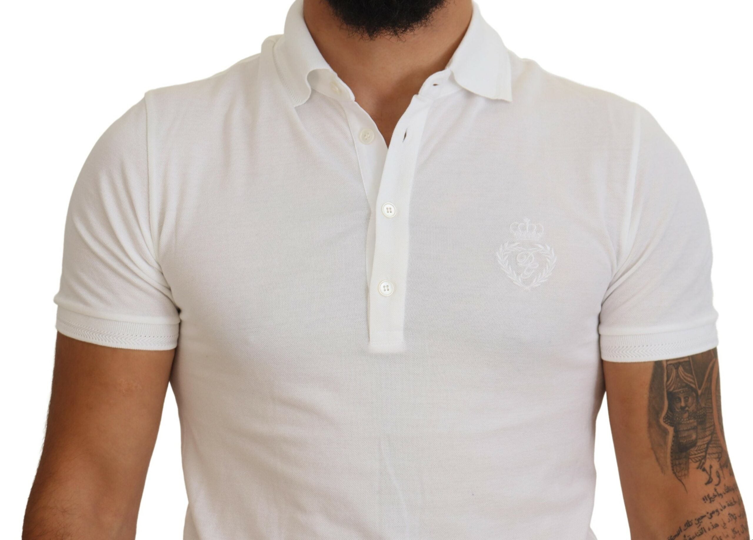 Dolce &amp; Gabbana Polo élégant en coton mélangé blanc