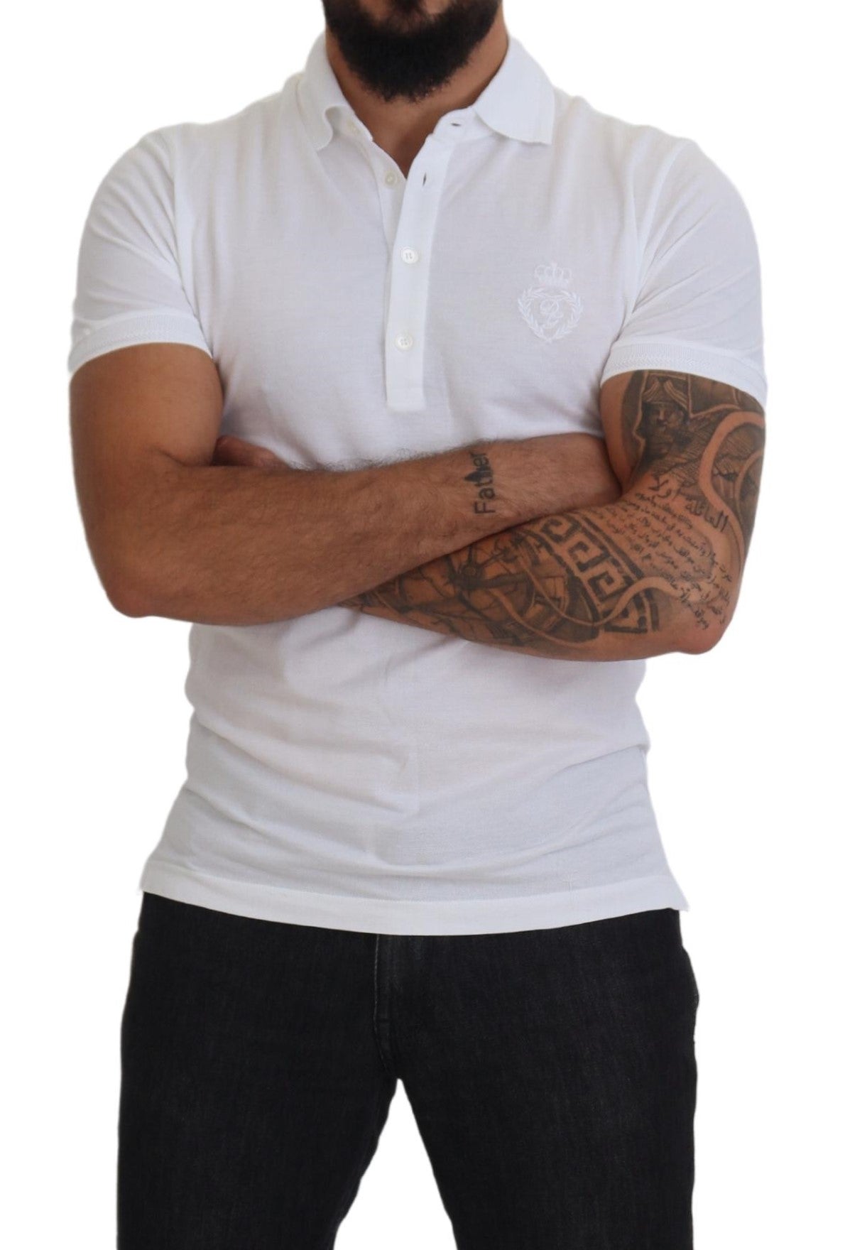 Dolce &amp; Gabbana Polo élégant en coton mélangé blanc