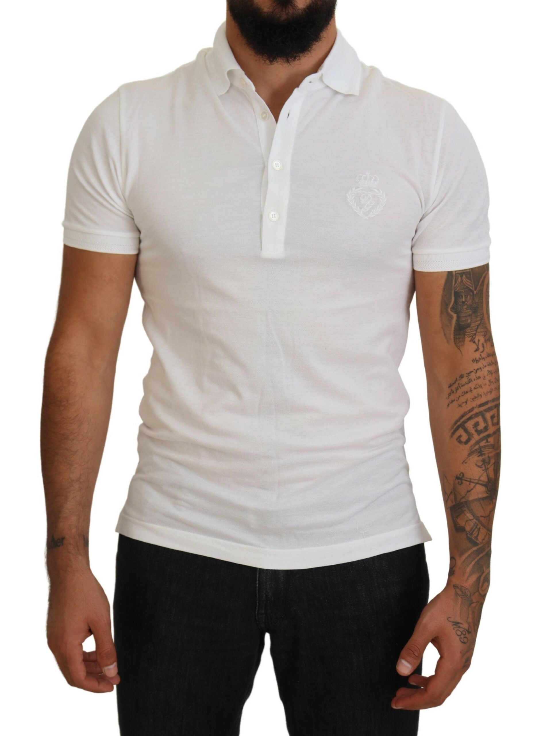 Dolce &amp; Gabbana Polo élégant en coton mélangé blanc