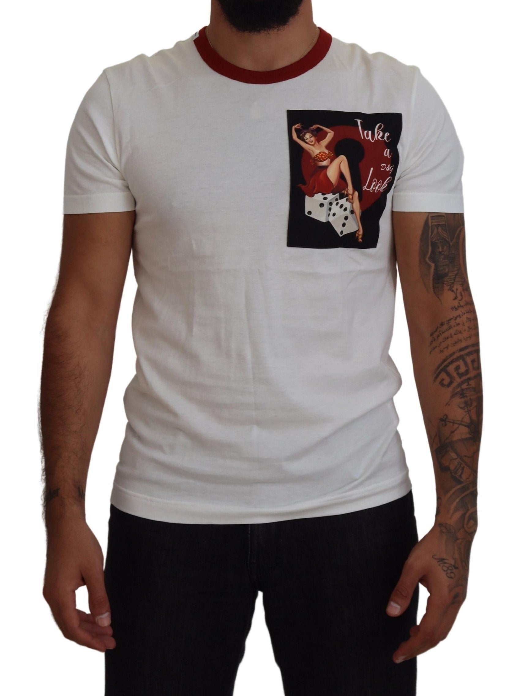 Dolce &amp; Gabbana T-shirt en coton blanc élégant à col rond