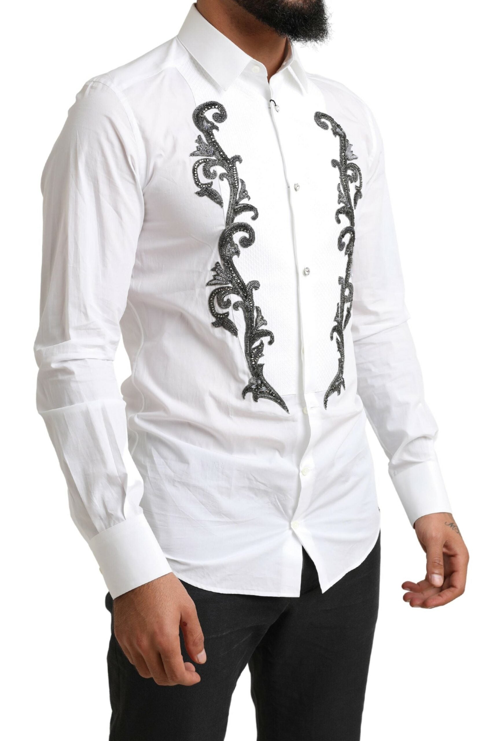 Chemise de smoking coupe slim de créateur italien Dolce &amp; Gabbana