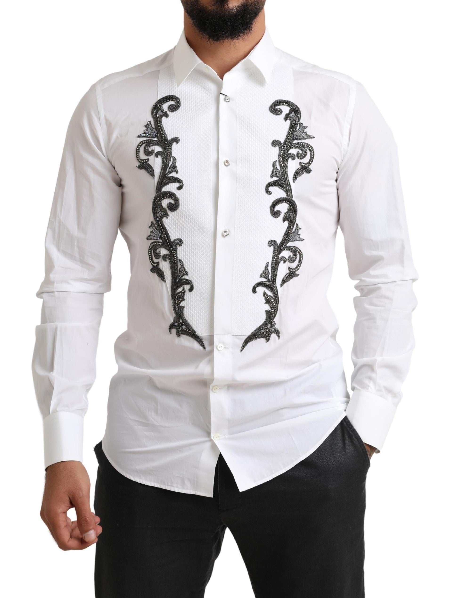 Chemise de smoking coupe slim de créateur italien Dolce &amp; Gabbana