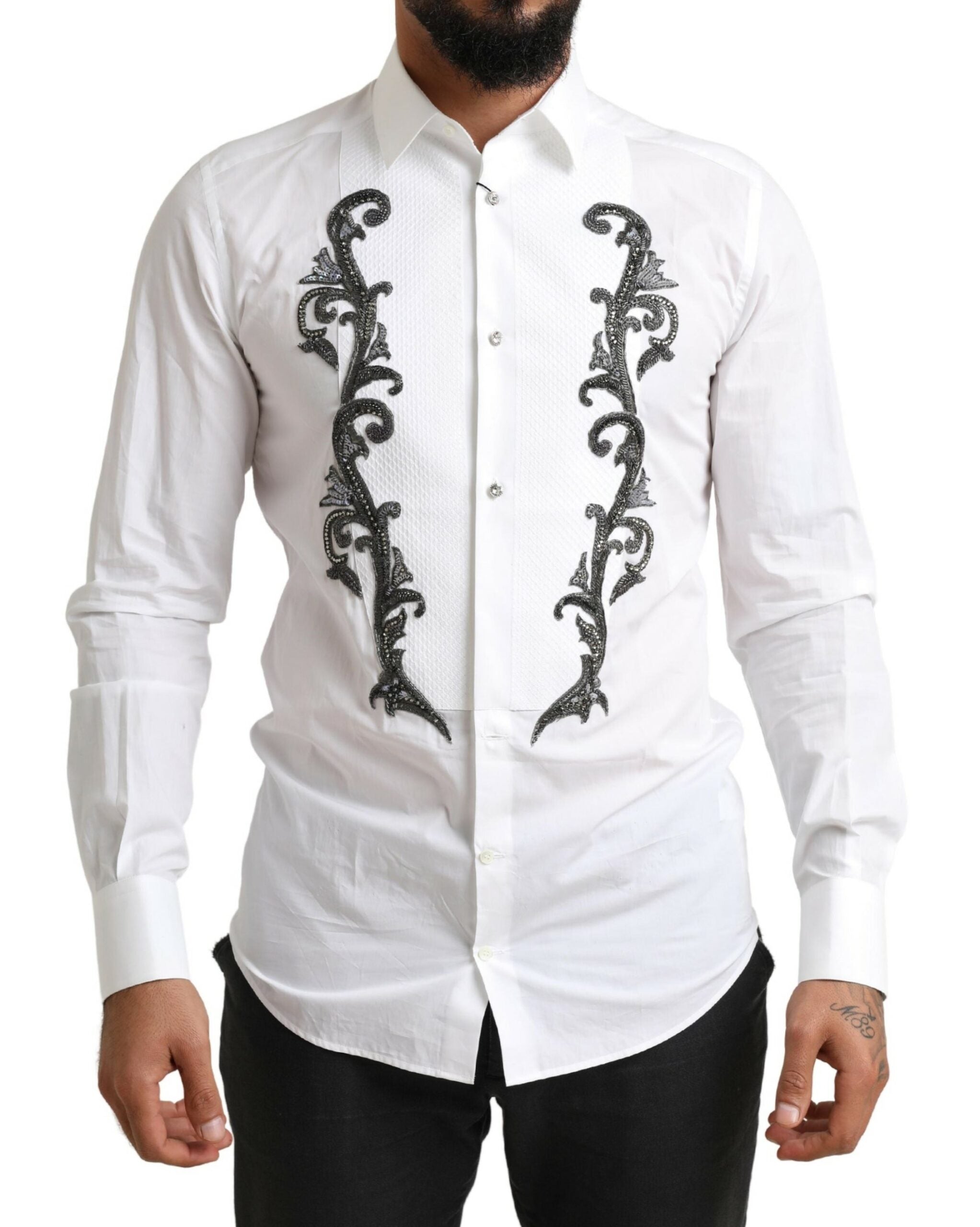 Chemise de smoking coupe slim de créateur italien Dolce &amp; Gabbana