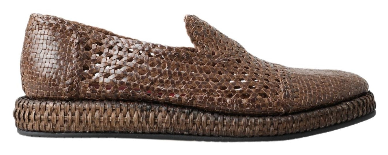 Dolce &amp; Gabbana Mocassins élégants en cuir marron