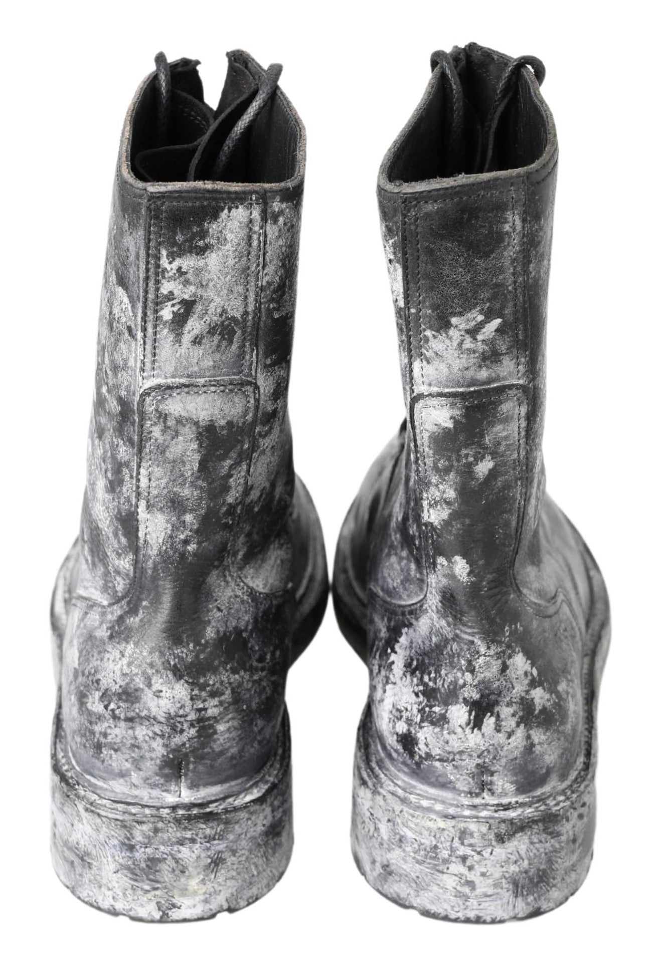 Dolce &amp; Gabbana Chic Bottes à lacets noires avec fondu gris blanc