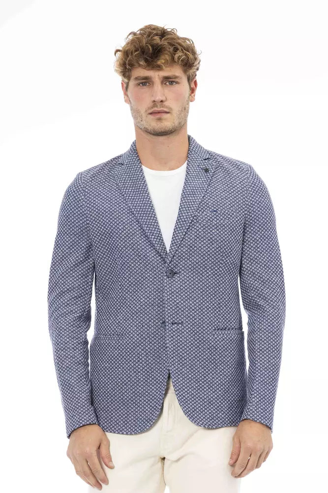 Distretto12 Chic Cotton-Linen Blend Blue Jacket