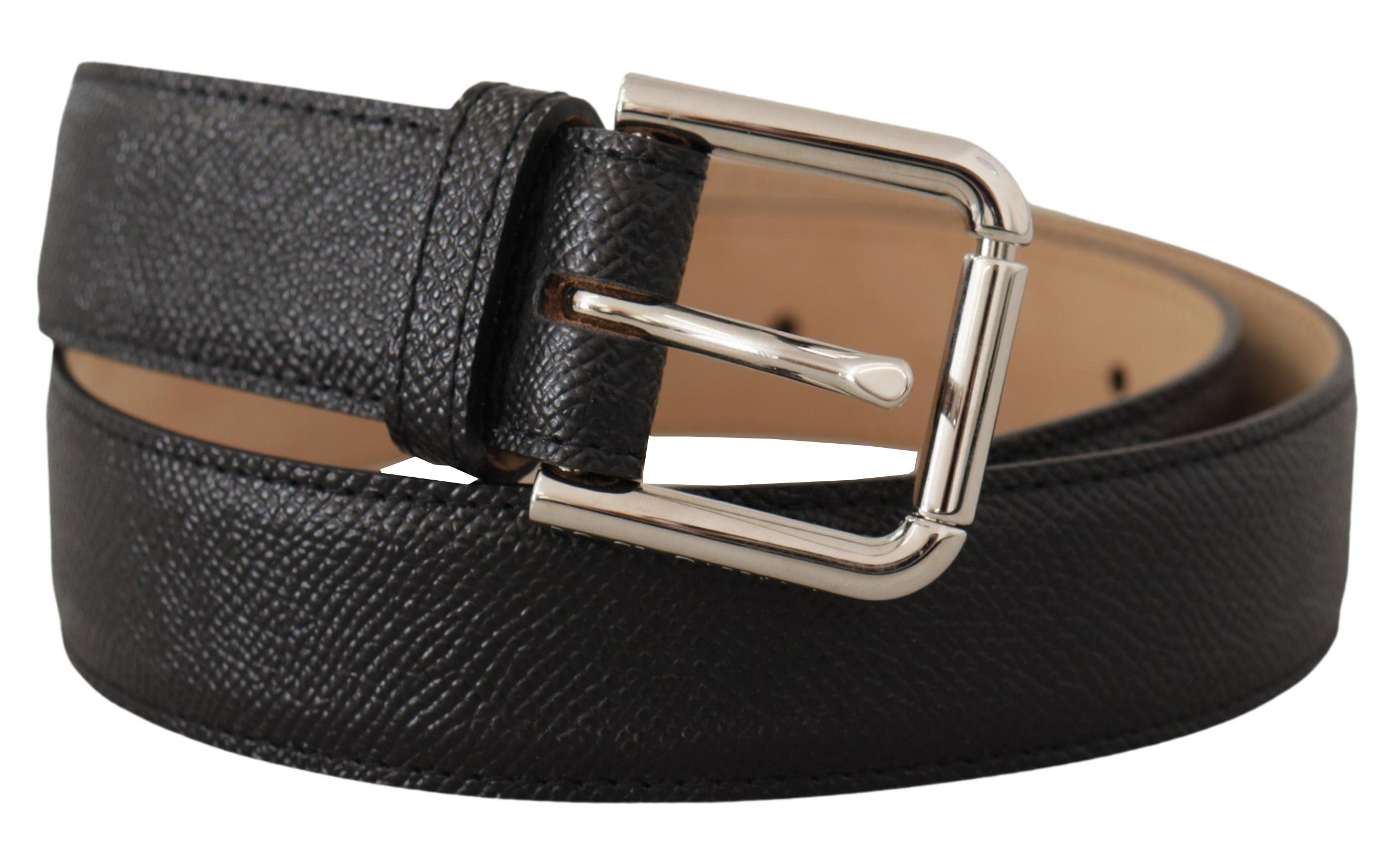 Dolce &amp; Gabbana Ceinture en cuir authentique noir élégant