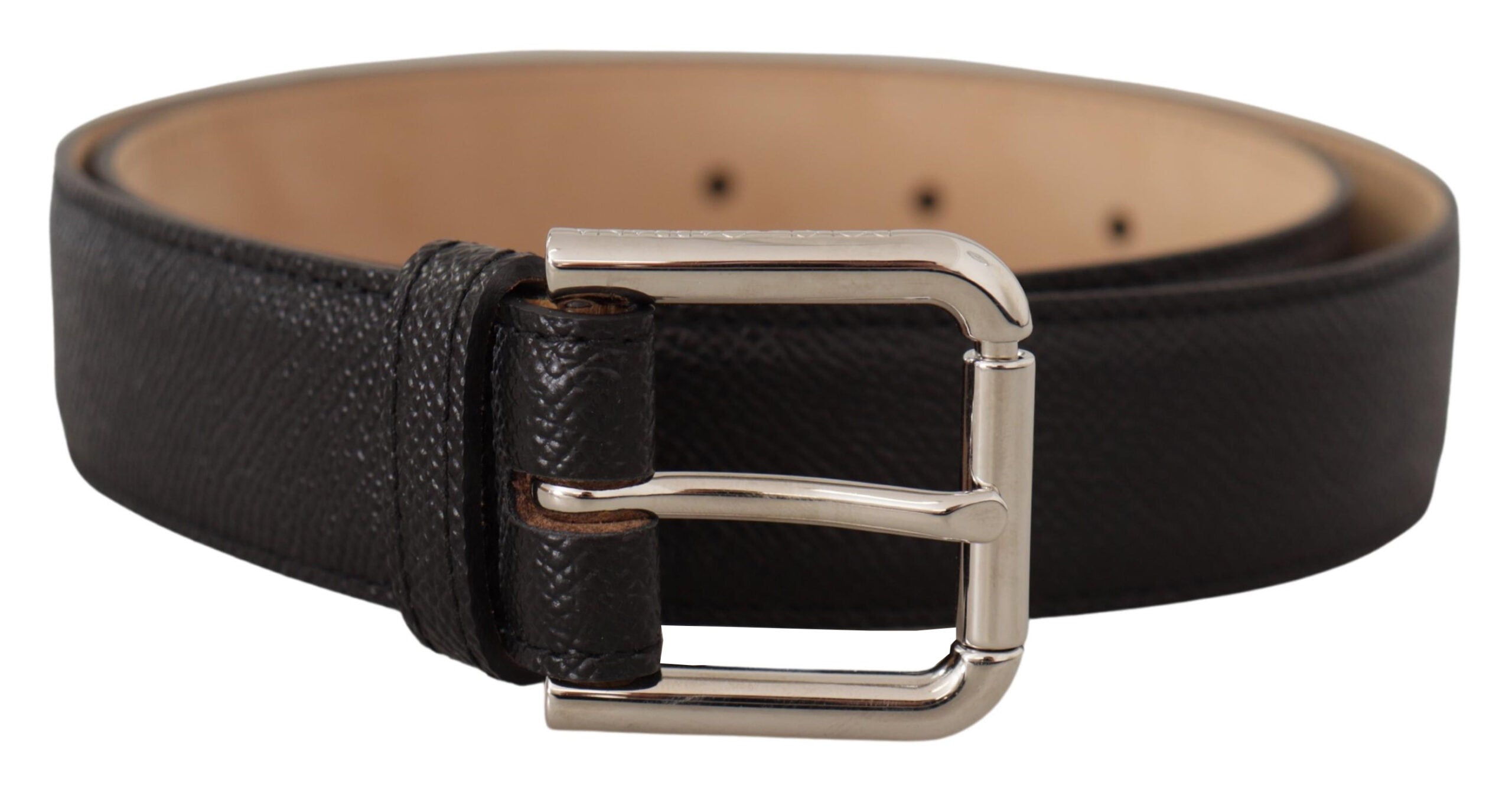 Dolce &amp; Gabbana Ceinture en cuir authentique noir élégant