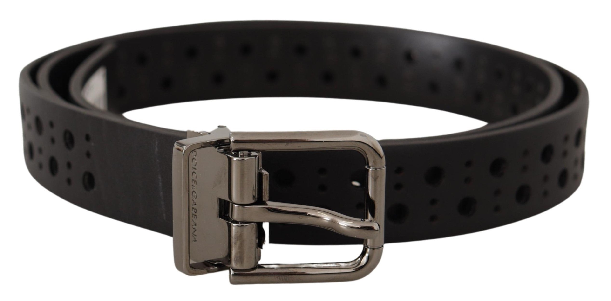 Dolce &amp; Gabbana Ceinture élégante en cuir noir avec boucle en métal