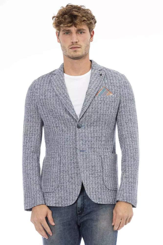 Distretto12 Elegant Cotton-Linen Blend Blue Jacket