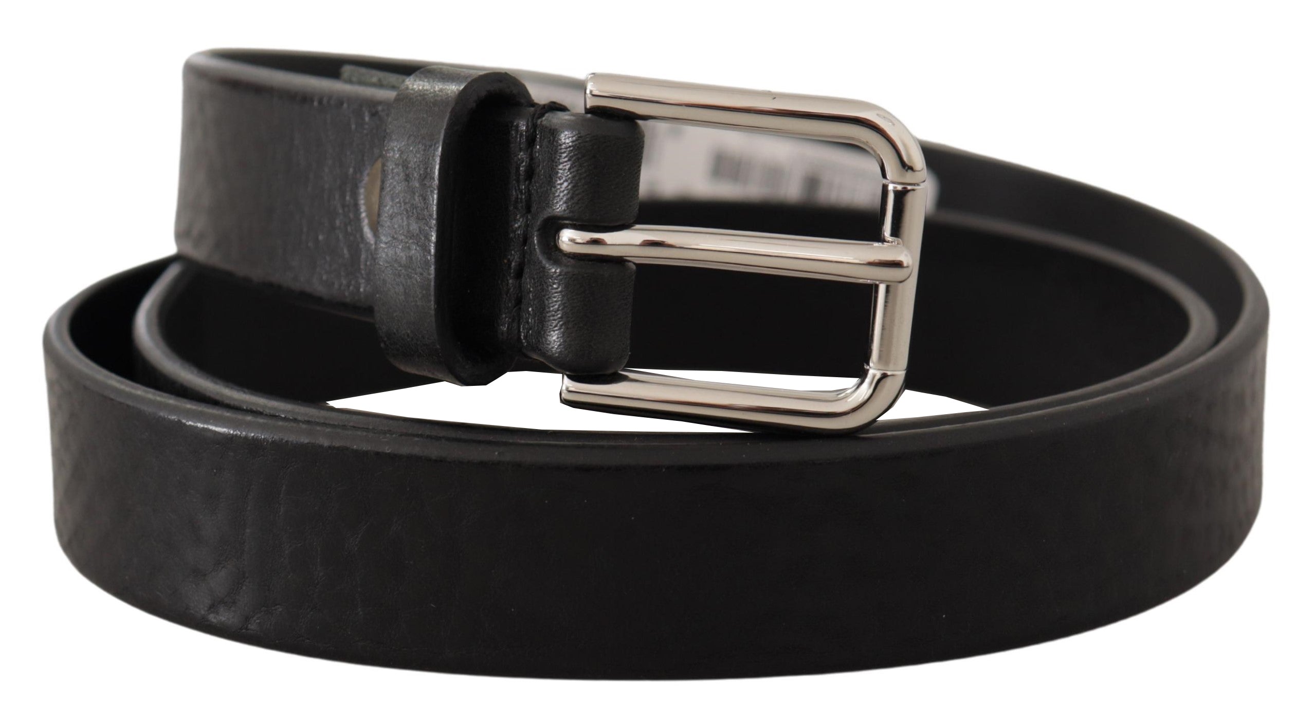 Dolce &amp; Gabbana Ceinture élégante en cuir noir avec boucle en métal