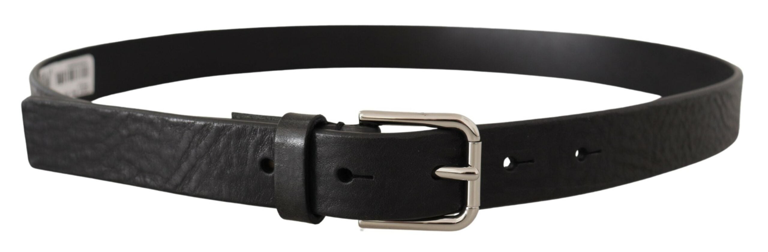 Dolce &amp; Gabbana Ceinture élégante en cuir noir avec boucle en métal