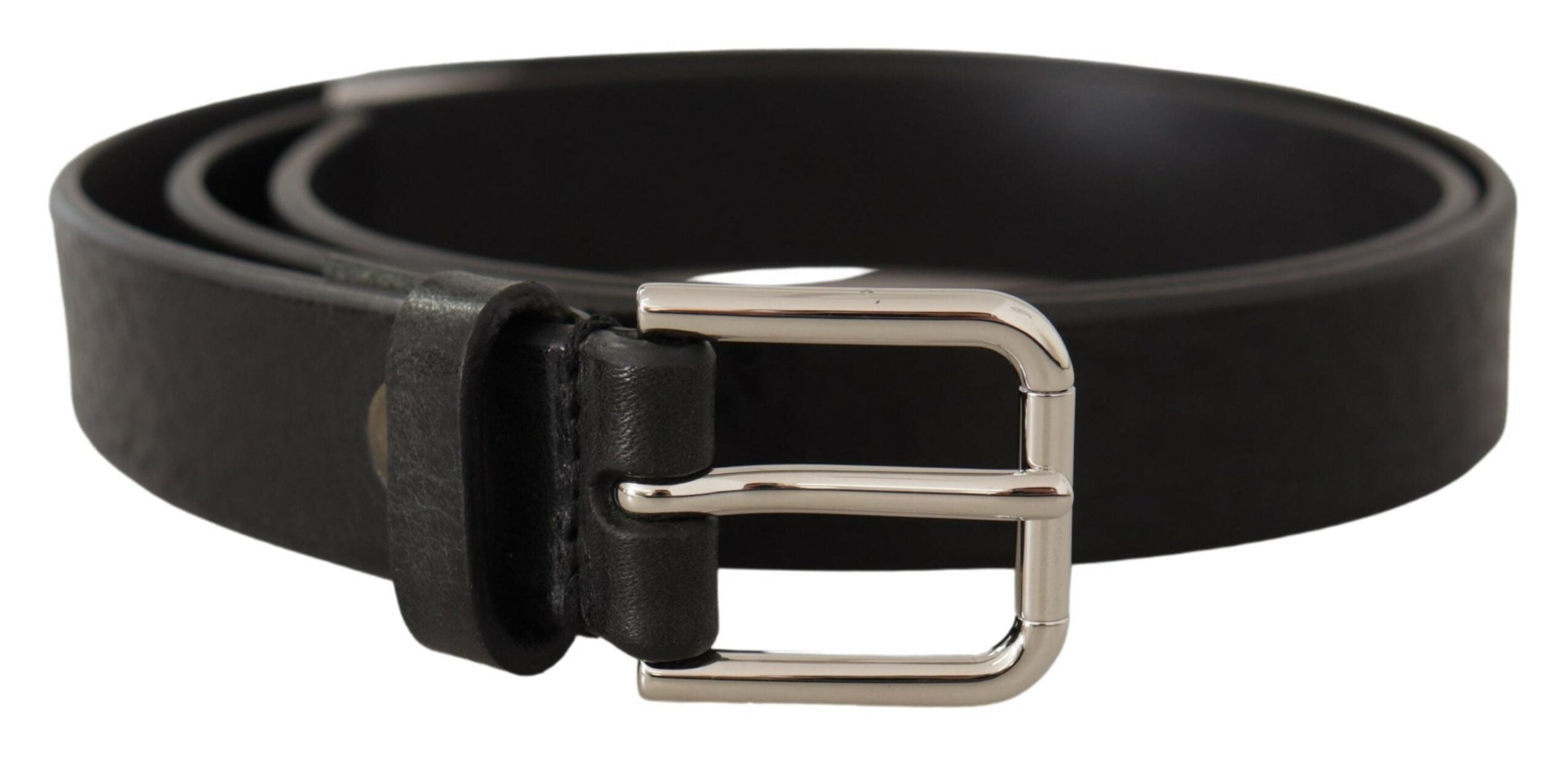 Dolce &amp; Gabbana Ceinture élégante en cuir noir avec boucle en métal