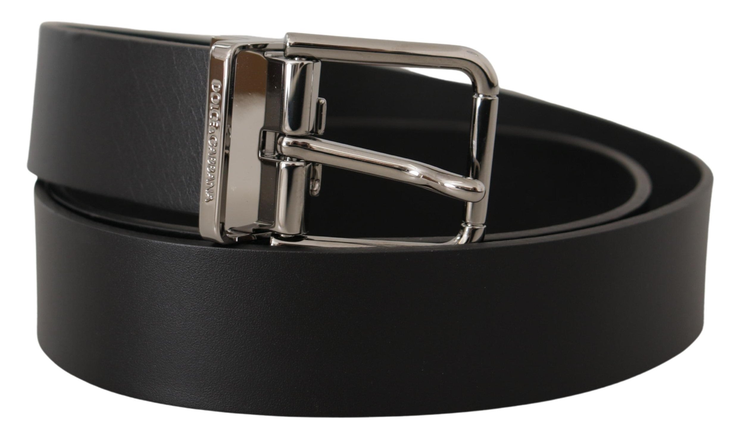 Dolce &amp; Gabbana Ceinture élégante en cuir noir avec boucle en métal