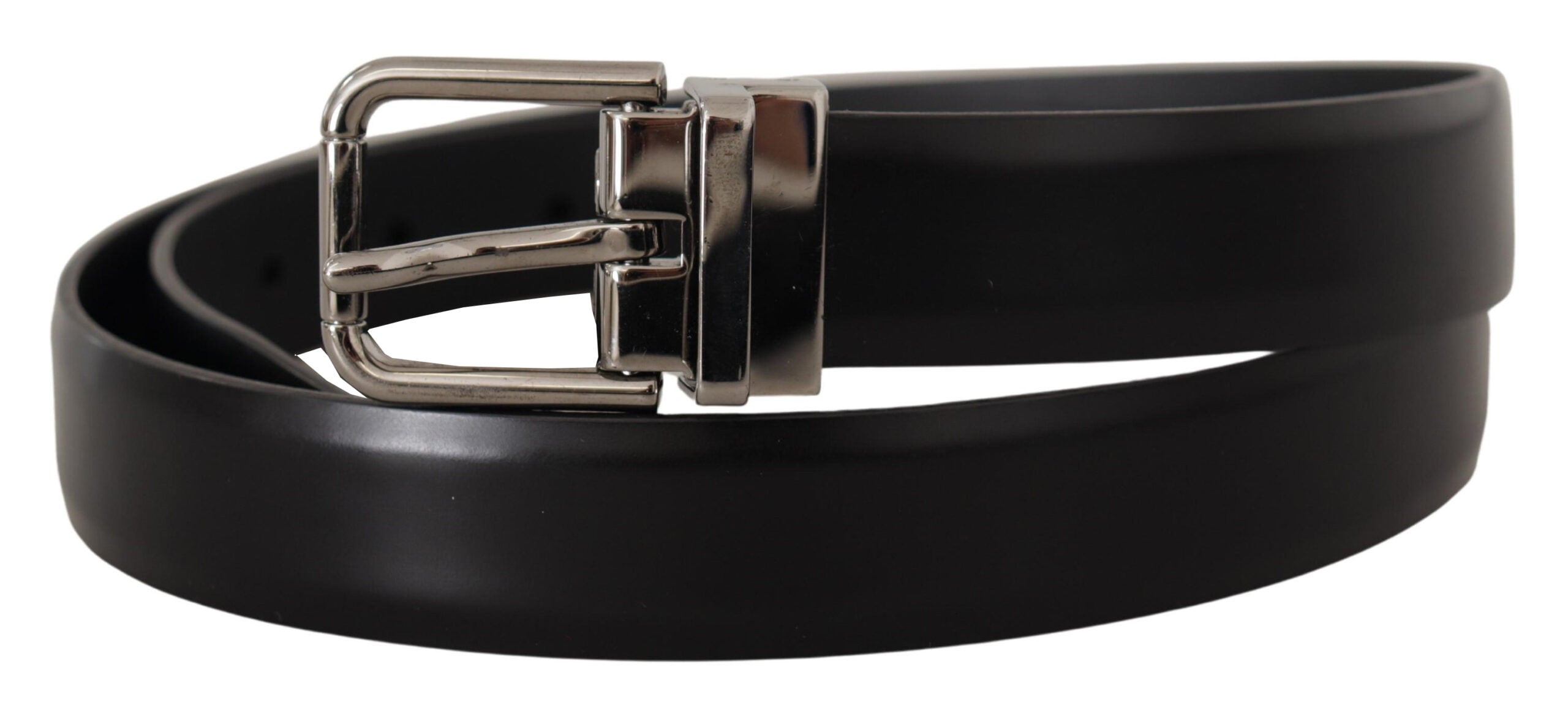 Dolce &amp; Gabbana Ceinture élégante en cuir noir avec boucle en métal