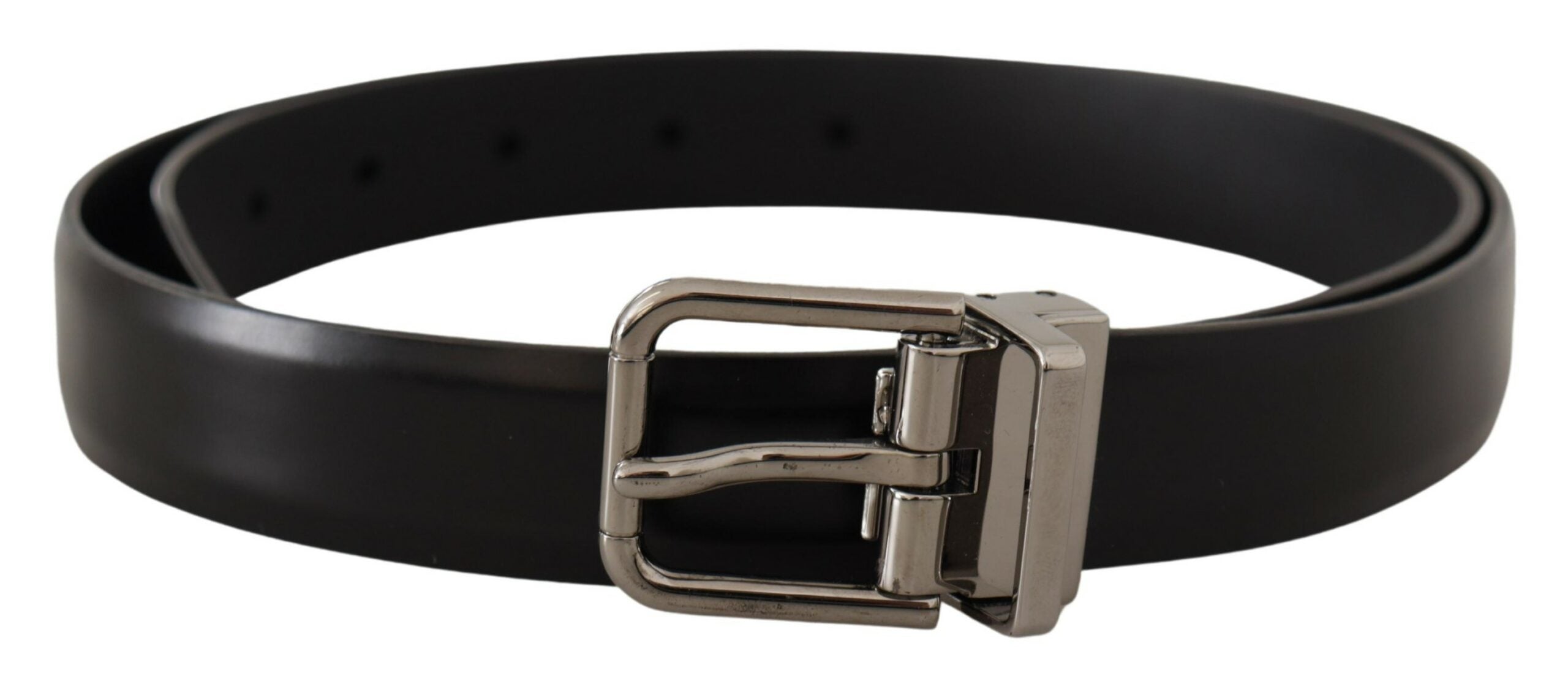 Dolce &amp; Gabbana Ceinture élégante en cuir noir avec boucle en métal