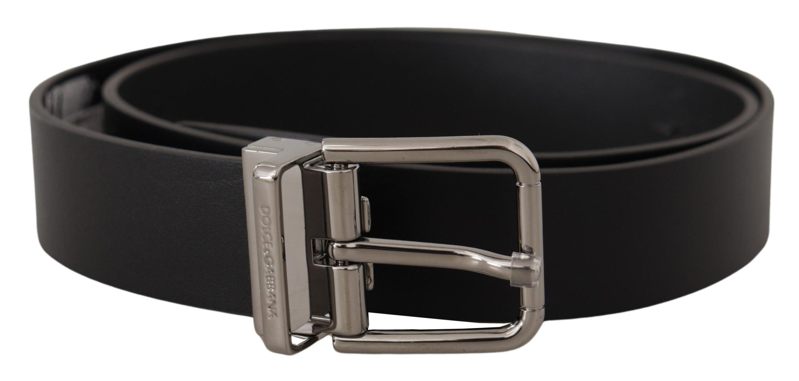 Dolce &amp; Gabbana Ceinture élégante en cuir noir avec boucle en métal