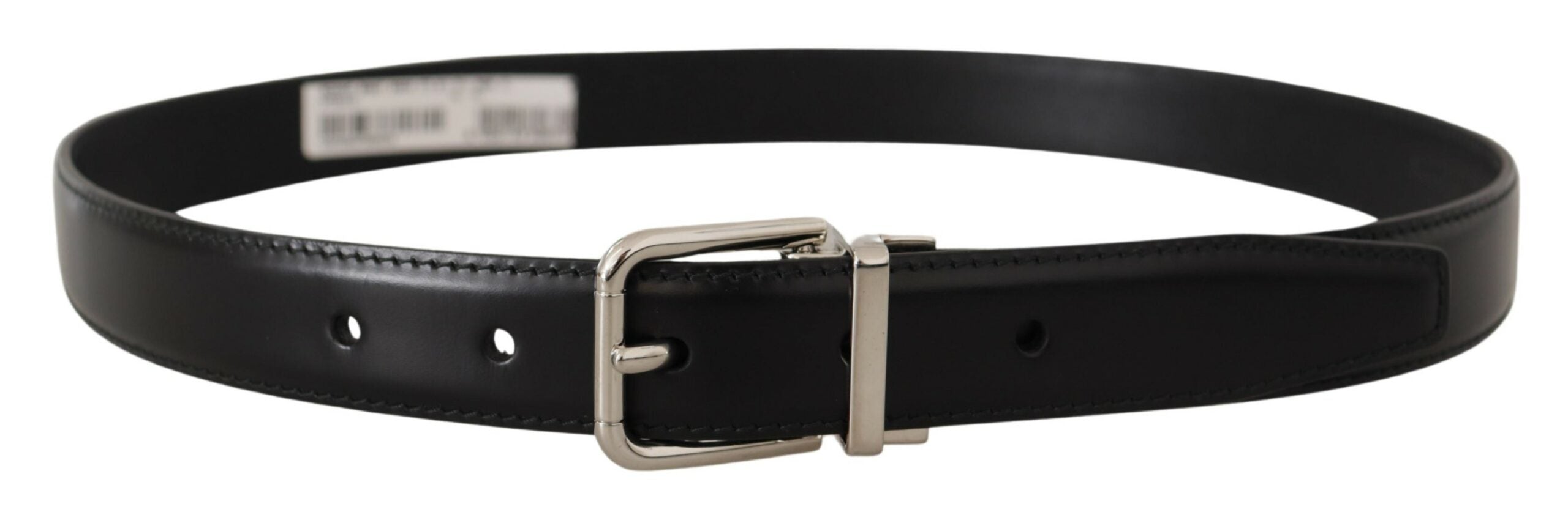 Dolce &amp; Gabbana Ceinture élégante en cuir noir avec boucle en métal