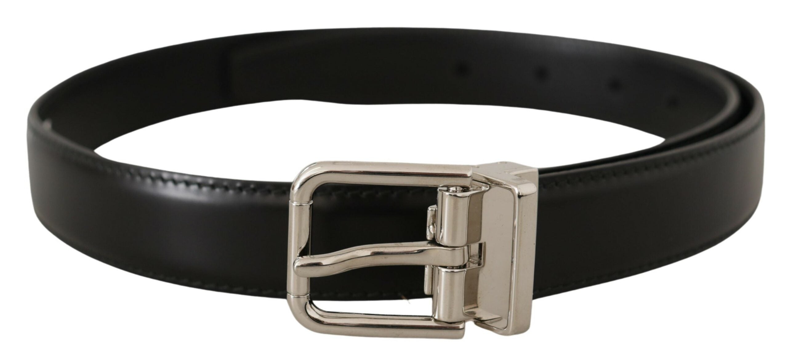 Dolce &amp; Gabbana Ceinture élégante en cuir noir avec boucle en métal