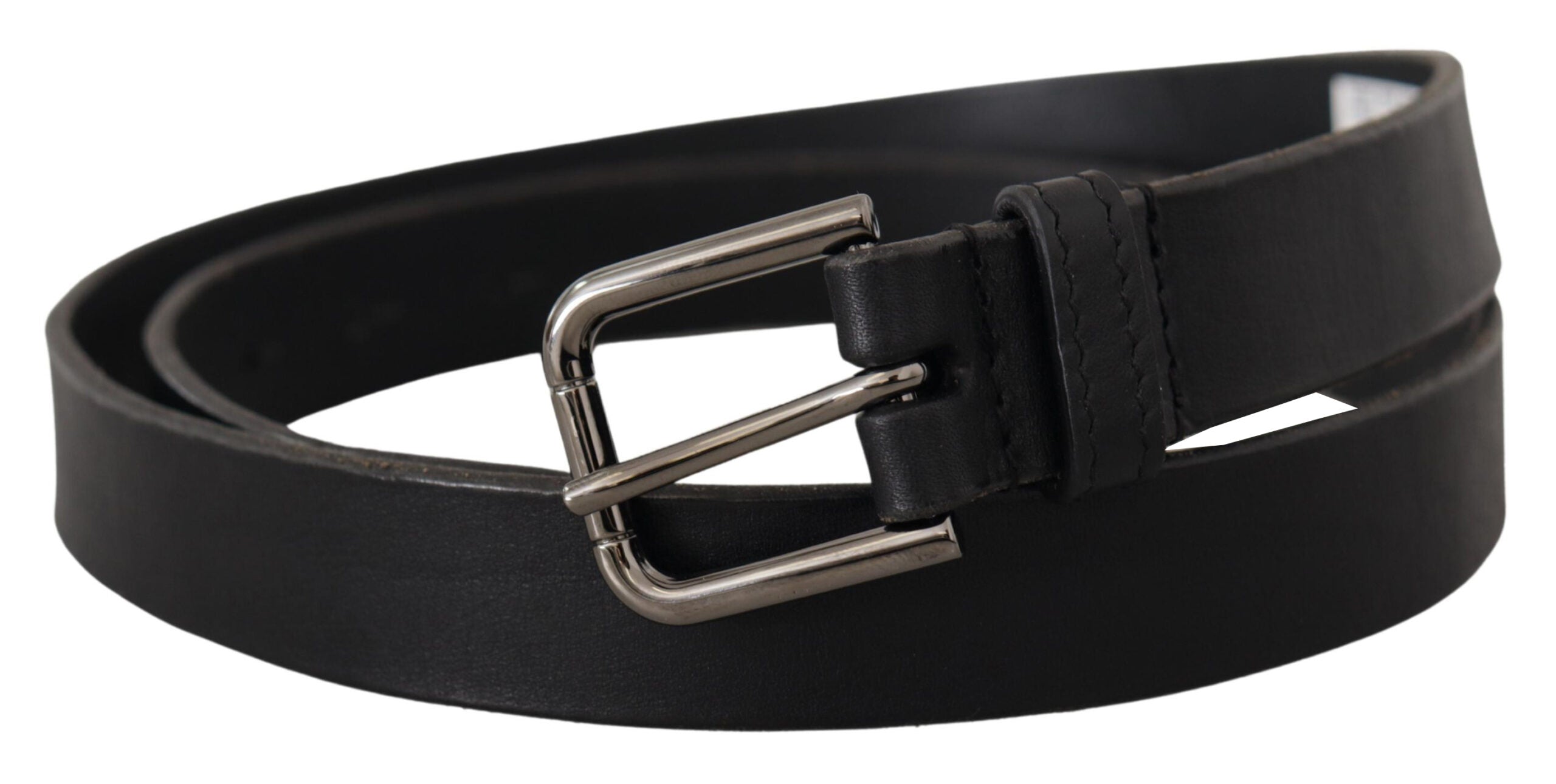 Dolce &amp; Gabbana Ceinture élégante en cuir noir avec boucle en métal