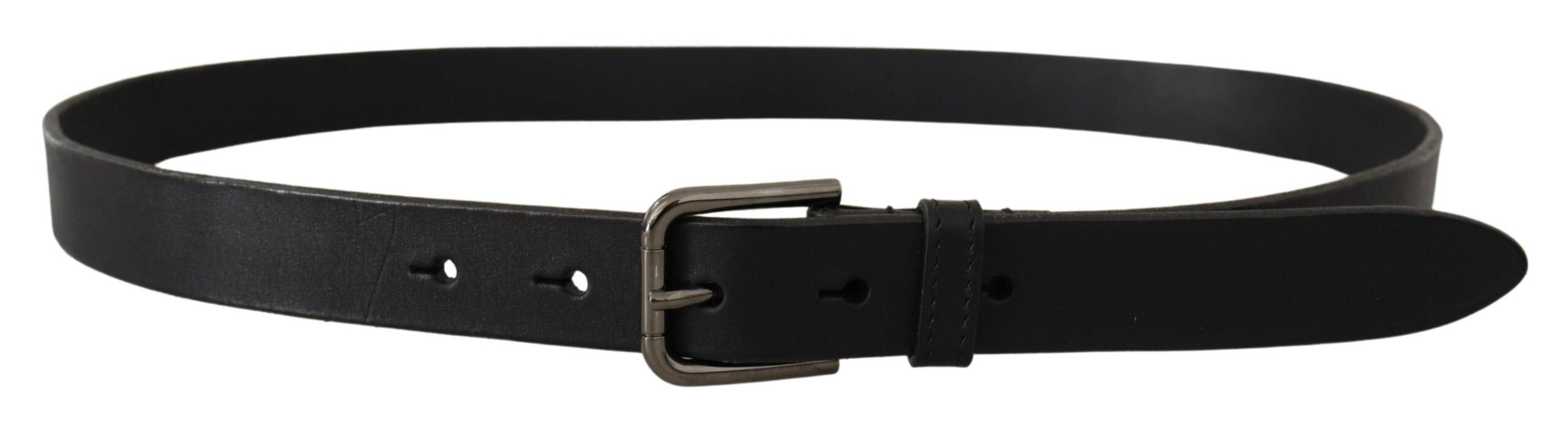 Dolce &amp; Gabbana Ceinture élégante en cuir noir avec boucle en métal