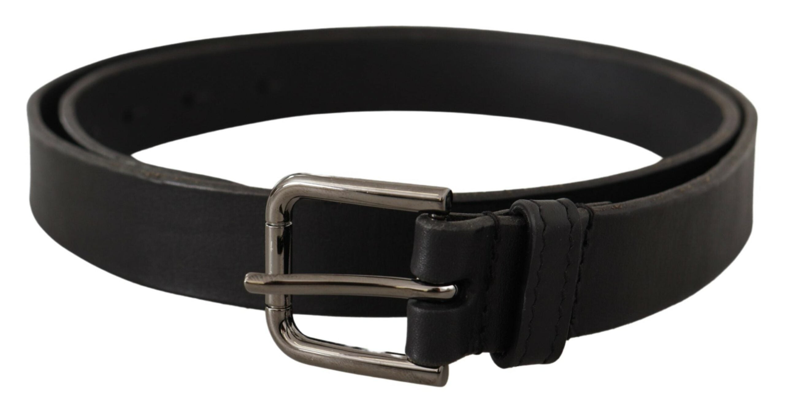 Dolce &amp; Gabbana Ceinture élégante en cuir noir avec boucle en métal