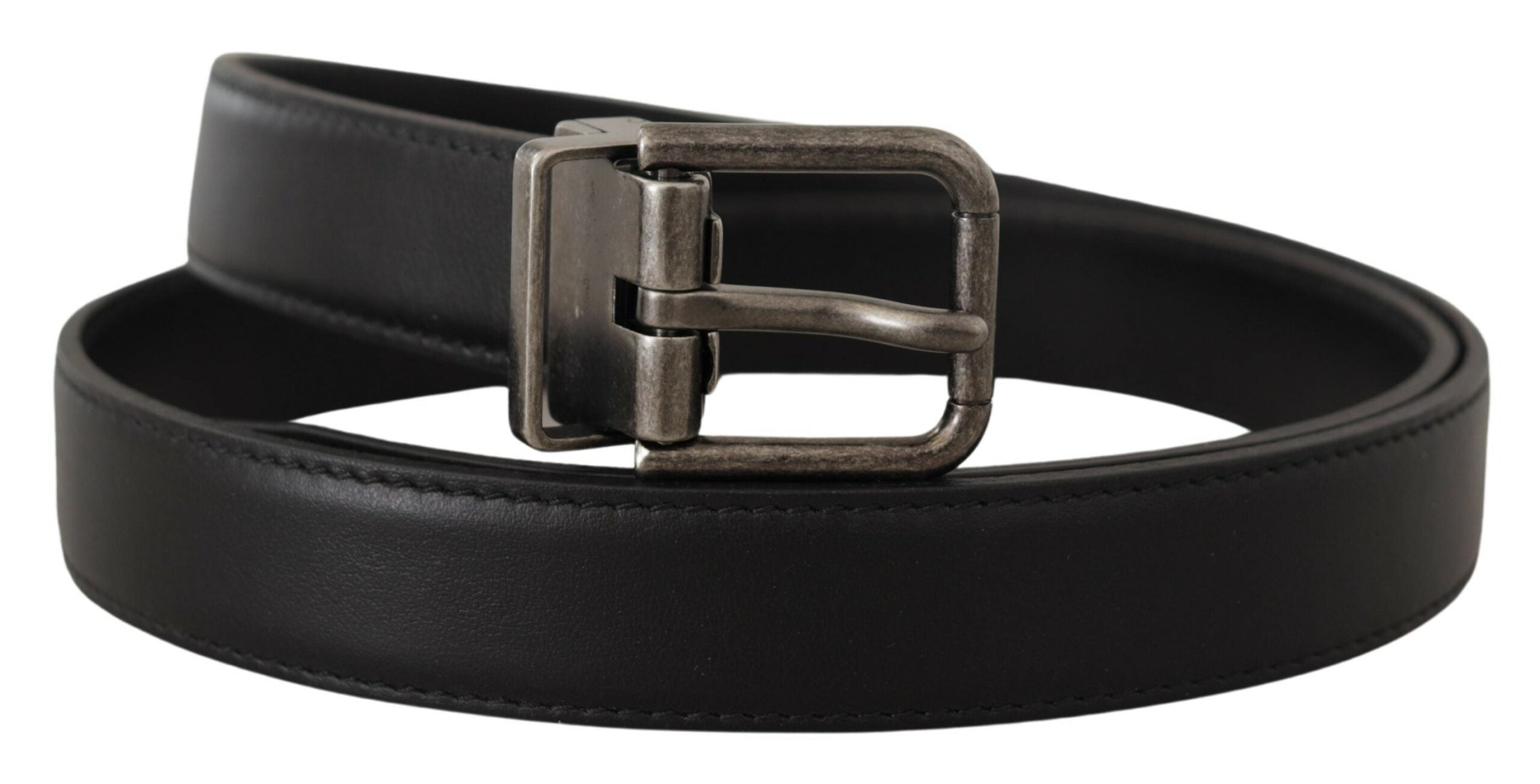 Dolce &amp; Gabbana Ceinture élégante en cuir noir avec boucle en métal