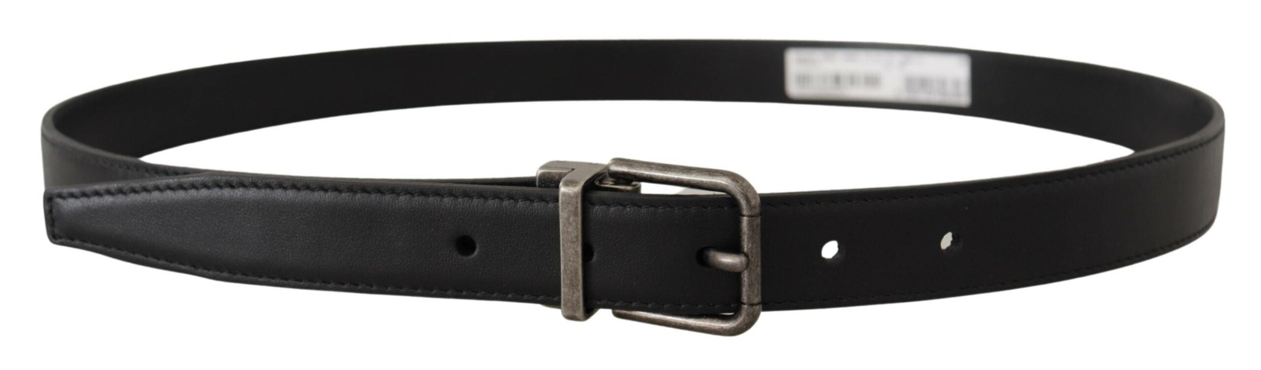 Dolce &amp; Gabbana Ceinture élégante en cuir noir avec boucle en métal