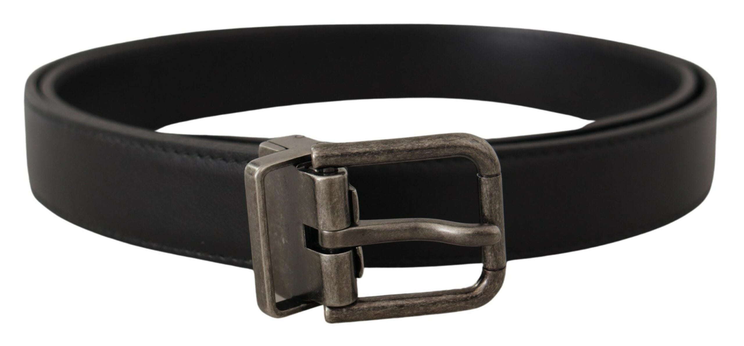 Dolce &amp; Gabbana Ceinture élégante en cuir noir avec boucle en métal