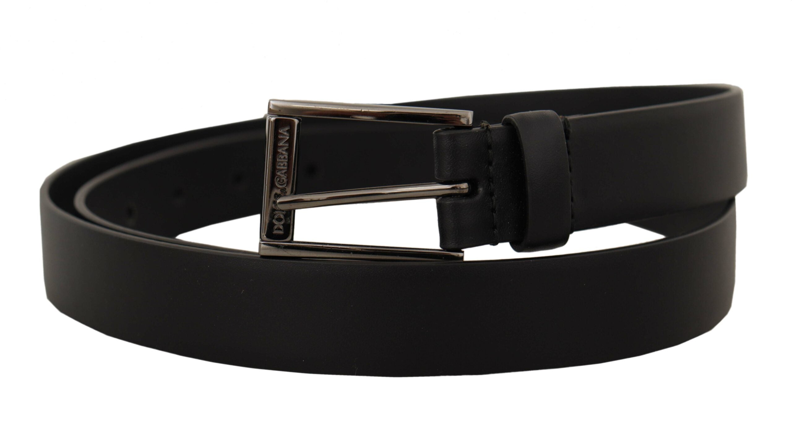 Dolce &amp; Gabbana Ceinture élégante en cuir noir avec boucle en métal