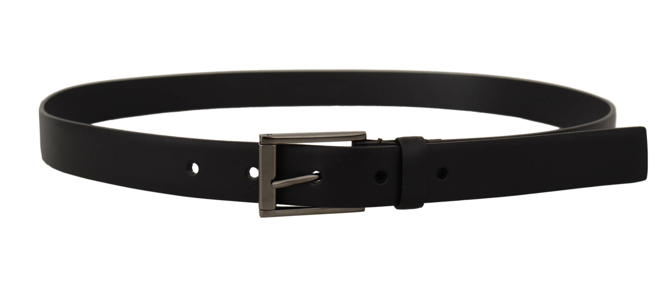 Dolce &amp; Gabbana Ceinture élégante en cuir noir avec boucle en métal