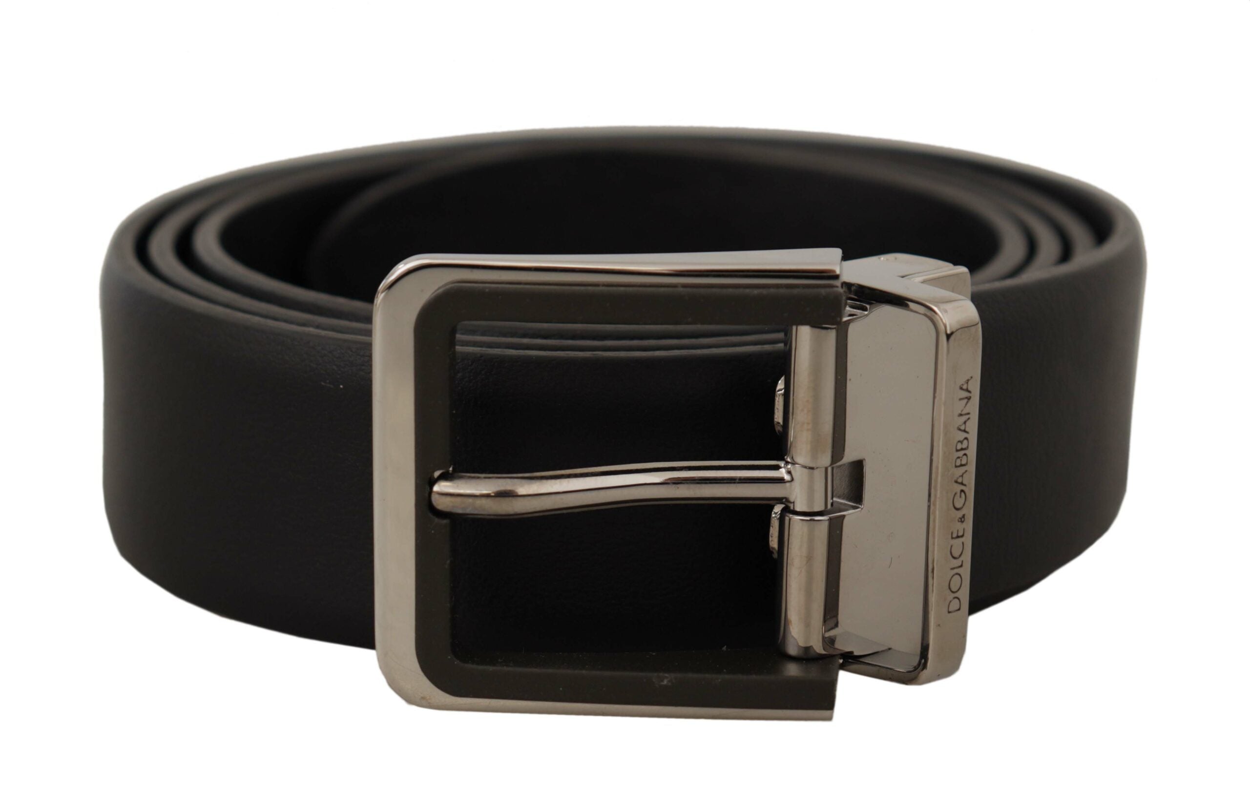 Dolce &amp; Gabbana Ceinture élégante en cuir noir avec boucle en métal