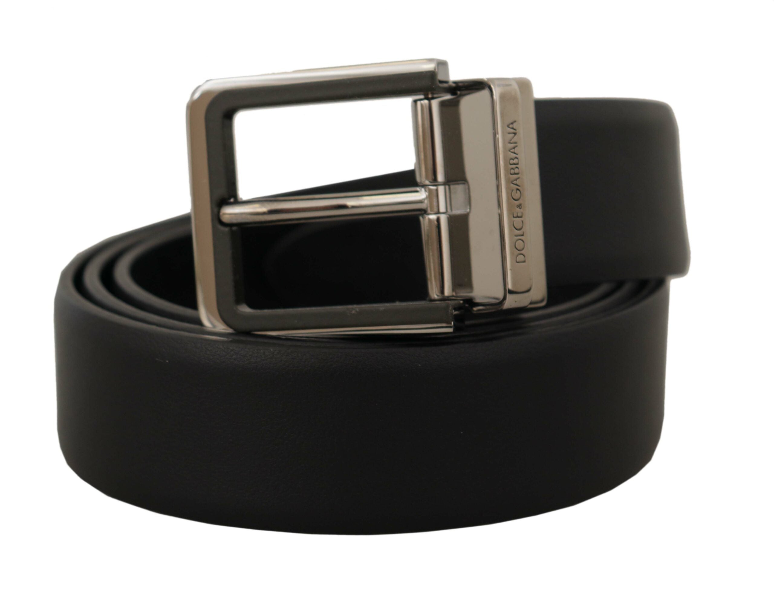 Dolce &amp; Gabbana Ceinture élégante en cuir noir avec boucle en métal