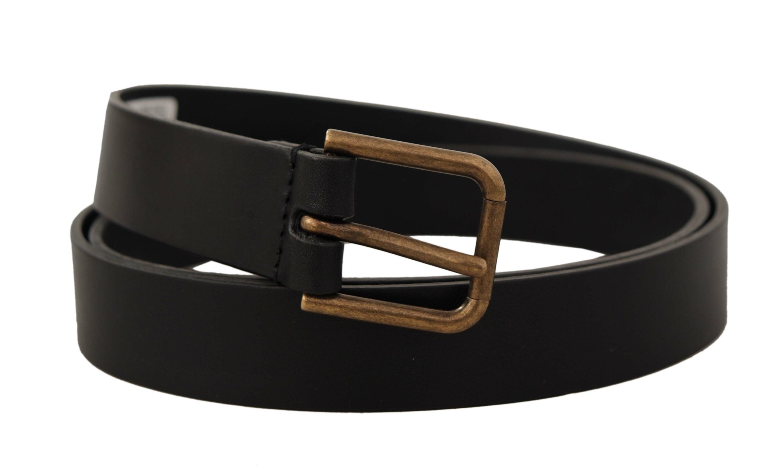 Dolce &amp; Gabbana Ceinture élégante en cuir noir avec boucle en métal