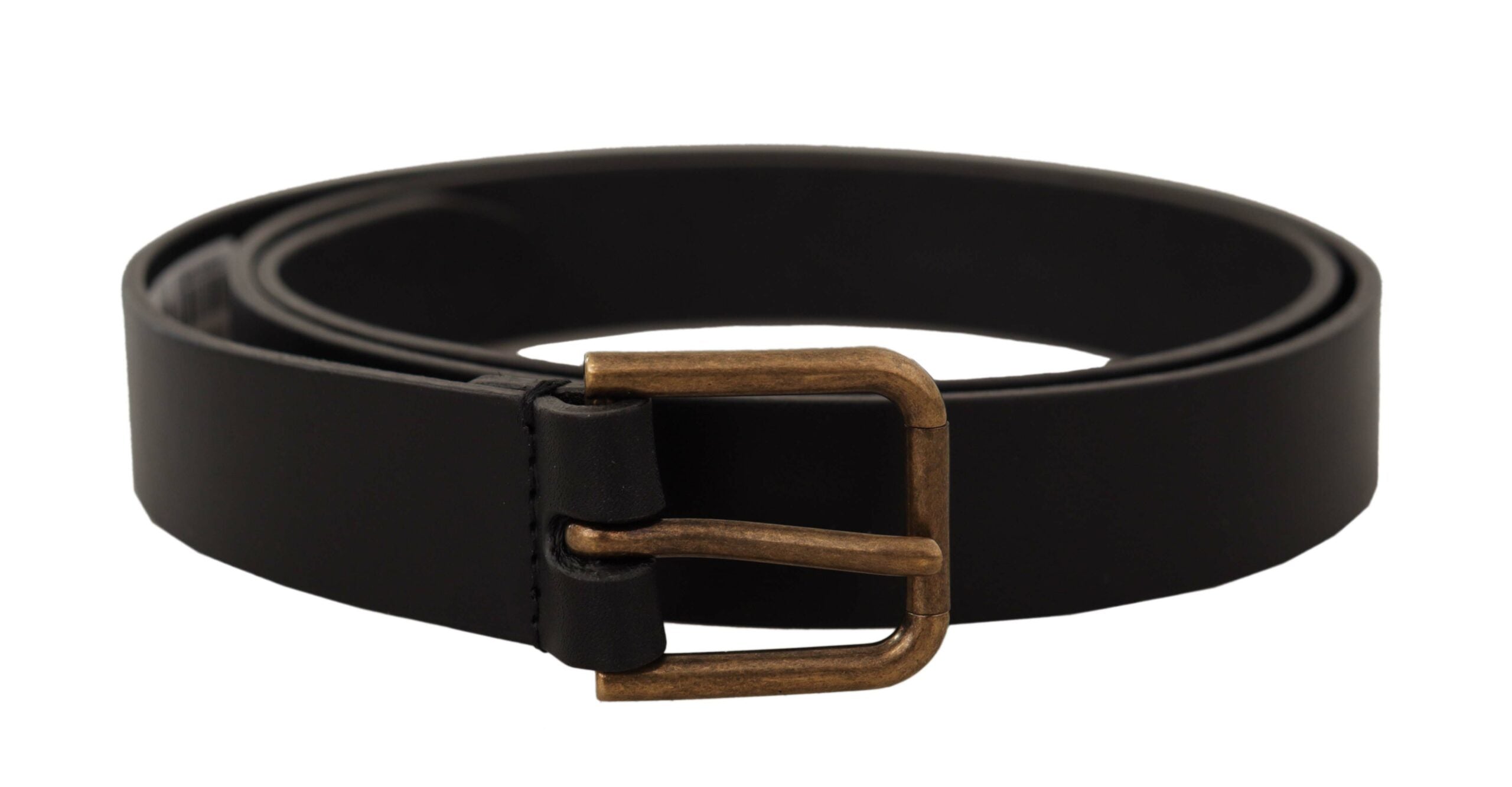 Dolce &amp; Gabbana Ceinture élégante en cuir noir avec boucle en métal