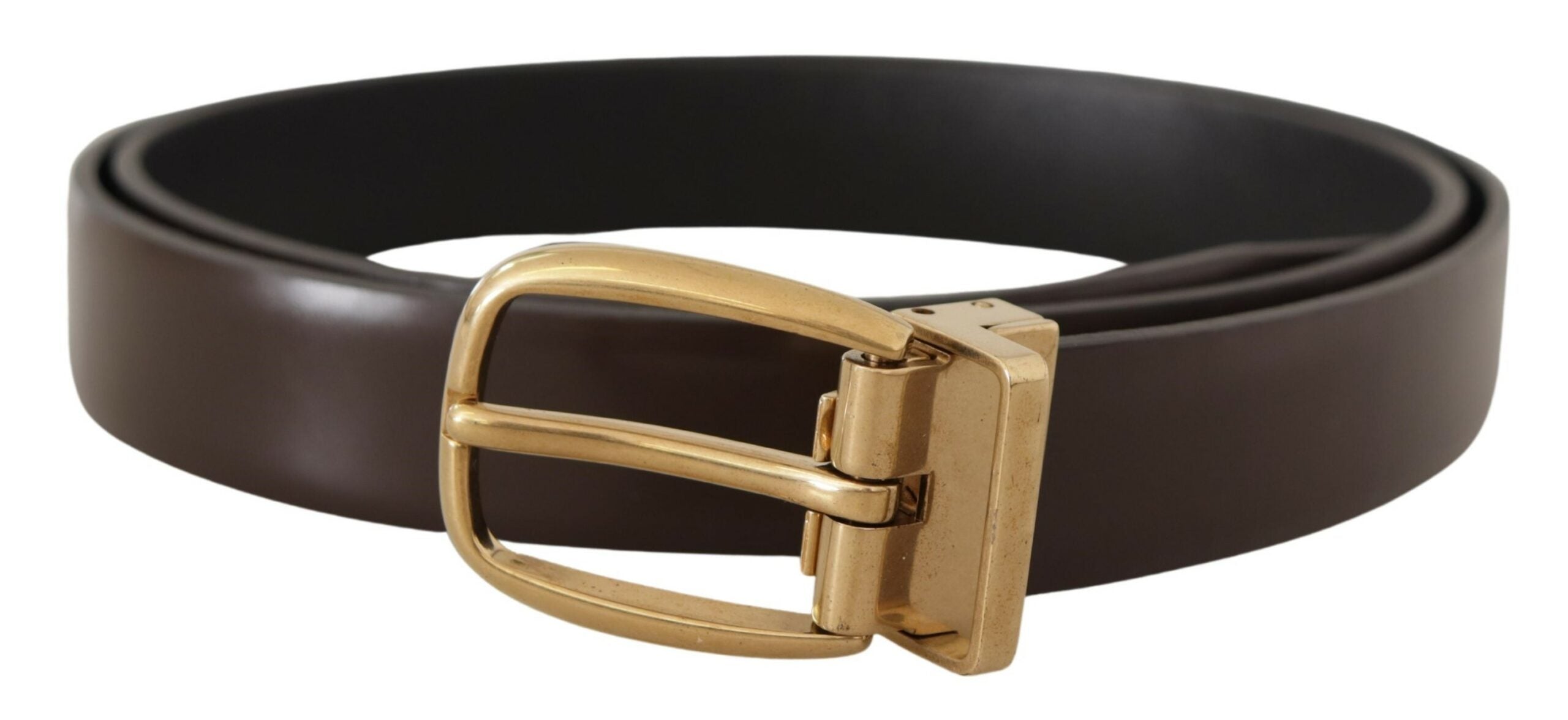 Dolce &amp; Gabbana Ceinture élégante en cuir marron foncé